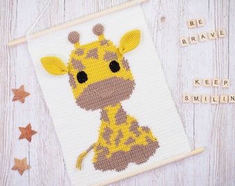 Baby Giraffe wall hanging pattern |  Wall crochet decor | Nursery decor pattern | Crochet Decor for kids | Animal Wall tapestry