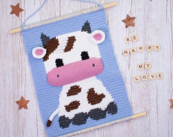 Baby cow wall hanging pattern |  Wall crochet decor | Nursery decor pattern | Crochet Decor for kids | Animal Wall tapestry