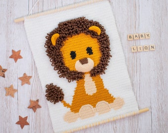 Baby Lion wall hanging decor pattern |  Lion Wall decor crochet pattern | Nursery decor | Animal Wall tapestry crochet lion