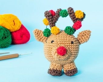 Crochet Rudolph the reindeer amigurumi pattern | Mini Reindeer Christmas ornament crochet pattern | Video tutorial