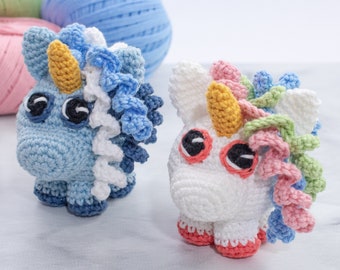 Chubby Unicorn amigurumi pattern. Mini Unicorn crochet pattern. Stuffed animal DIY