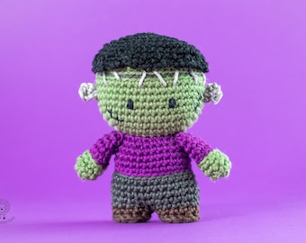 Mini Frankenstein amigurumi pattern. Halloween amigurumi collection. Frankenstein crochet pattern
