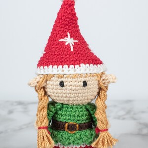 Crochet Elf Girl amigurumi pattern Mini Girl Elf Christmas ornament crochet pattern Video tutorial image 3