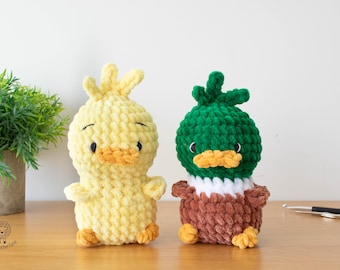 PACK 2: No-Sew Duck Crochet Pattern | Mallard & Yellow Duck Amigurumi | Farm Animal Toy