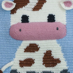 Baby cow wall hanging pattern Wall crochet decor Nursery decor pattern Crochet Decor for kids Animal Wall tapestry image 4