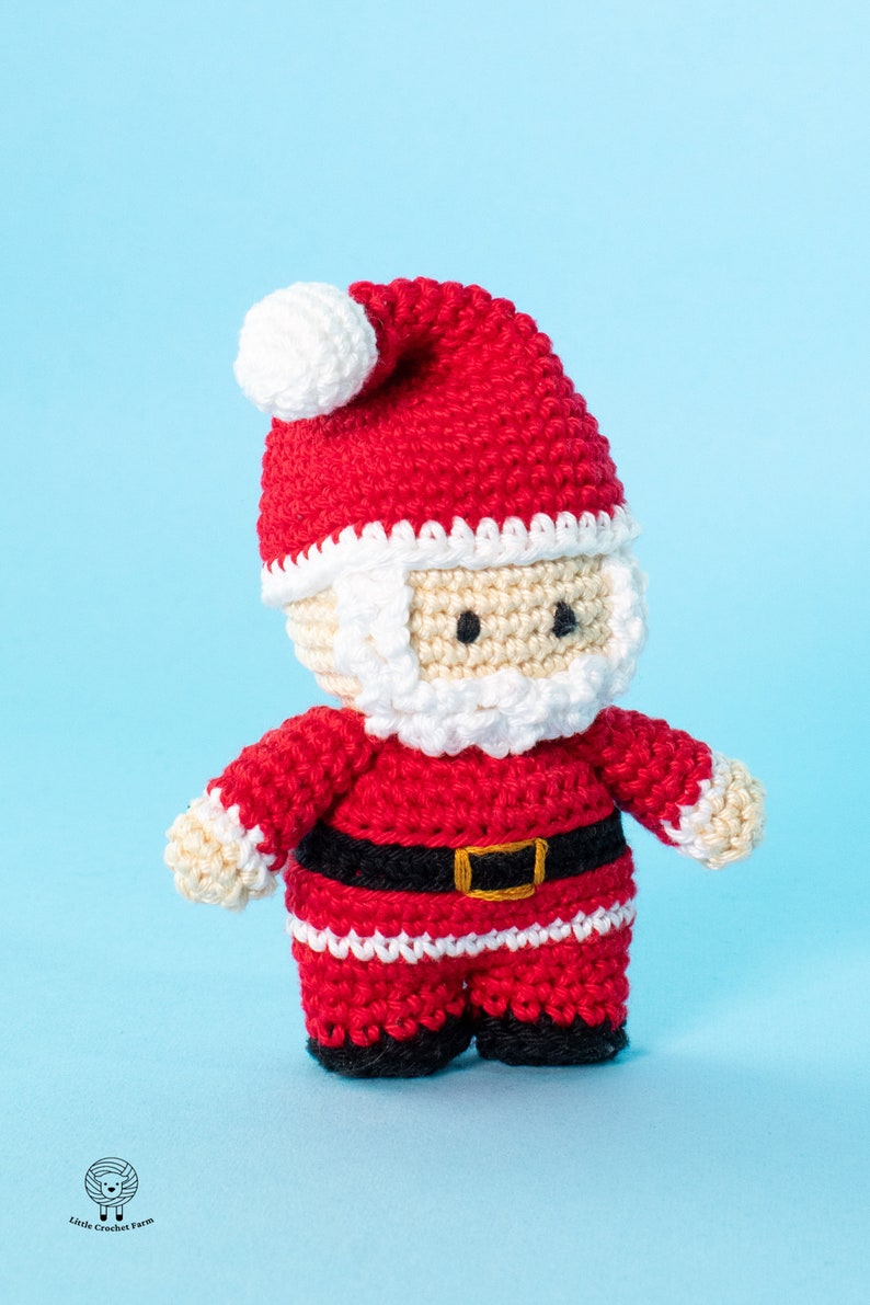 Crochet Mini Santa Claus amigurumi pattern Santa Claus Christmas ornament crochet pattern Video tutorial image 3