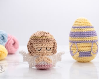 PACK 2: Easter Angel amigurumi pattern AND Easter Surprise egg. Quick Angel crochet project. Fast Easter Angel amigurumi