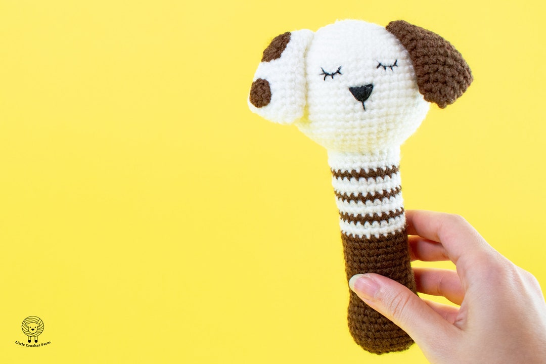Dog Rattle Crochet Pattern Baby Toy DIY Newborn Rattle Amigurumi Sleepy
