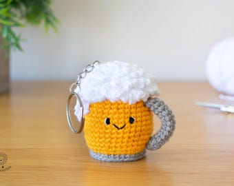 PDF ビールジョッキ編みぐるみパターン DE/EN、3Dキーホルダー、DIY