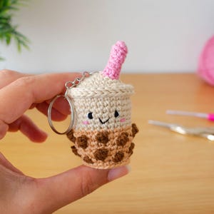 Bubble Tea Keychain Crochet Pattern, Mini Boba Tea Amigurumi PDF, Crochet Kids Ornament Pattern