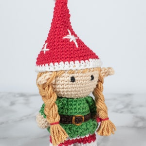 Crochet Elf Girl amigurumi pattern Mini Girl Elf Christmas ornament crochet pattern Video tutorial image 4