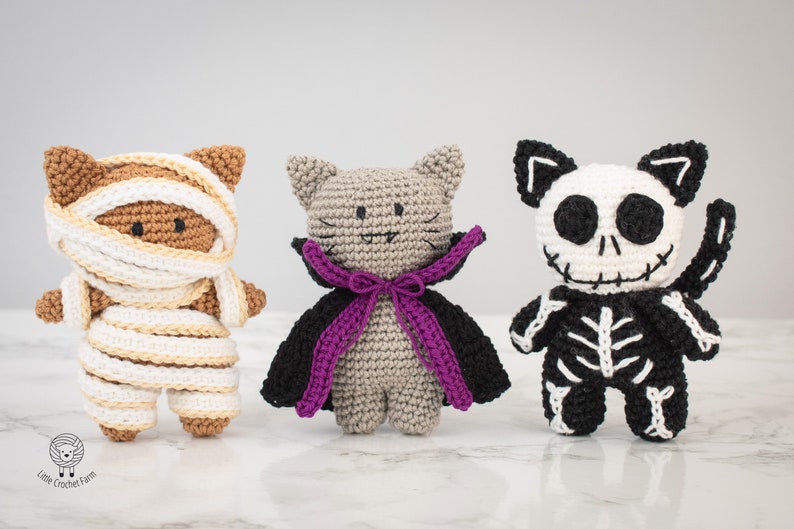 Mummy Cat amigurumi pattern. Halloween cat crochet pattern. Crochet amigurumi Mummy cat image 7