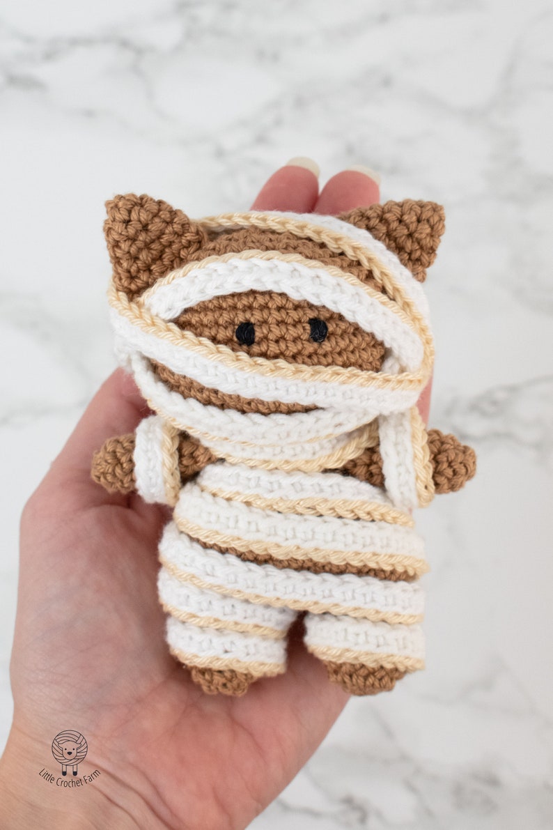 Mummy Cat amigurumi pattern. Halloween cat crochet pattern. Crochet amigurumi Mummy cat image 6