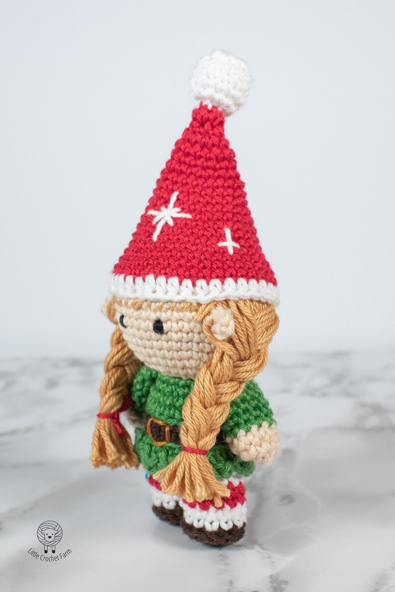 Crochet Elf Girl amigurumi pattern Mini Girl Elf Christmas ornament crochet pattern Video tutorial image 6