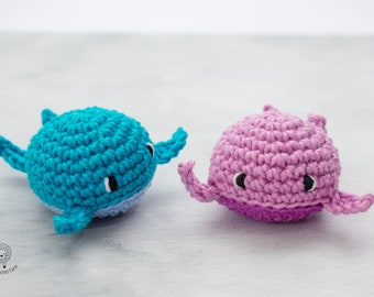PDF Pattern & Video Tutorial: No-Sew Amigurumi Whale Crochet Pattern | Kawaii Sea Creature