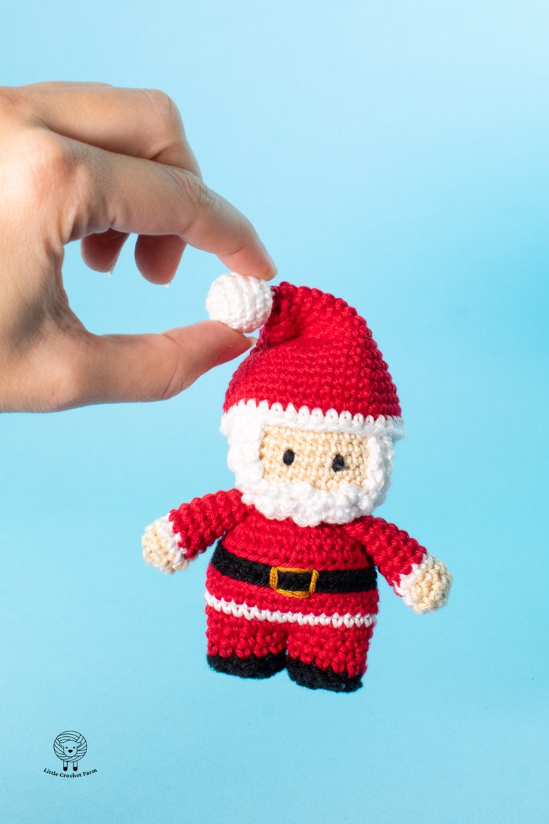 Crochet Mini Santa Claus amigurumi pattern Santa Claus Christmas ornament crochet pattern Video tutorial image 5