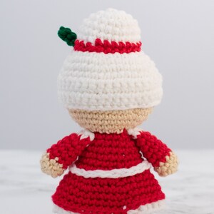 Crochet Mini Mrs. Claus amigurumi pattern Mrs. Claus Christmas ornament crochet pattern Video tutorial image 5