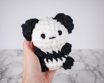 Chunky Baby Panda amigurumi crochet pattern (low-sew). Quick panda crochet pattern