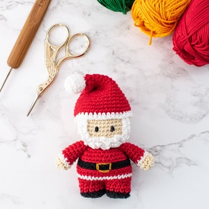 Crochet Mini Santa Claus amigurumi pattern Santa Claus Christmas ornament crochet pattern Video tutorial image 1