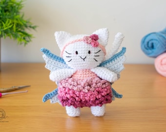 Crochet Fairy Cat amigurumi pattern. Halloween cat crochet pattern. PDF