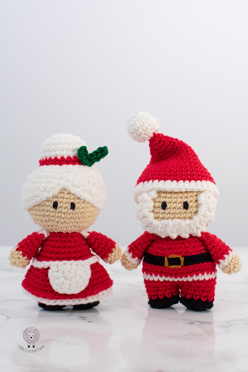 Crochet Mini Mrs. Claus amigurumi pattern Mrs. Claus Christmas ornament crochet pattern Video tutorial image 8