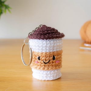 Coffee Keychain Crochet Pattern, Mini Amigurumi Cup, Crochet Kids Ornament Pattern