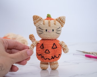 Pumpkin Cat amigurumi pattern. Halloween cat crochet pattern. Crochet amigurumi Pumpkin cat