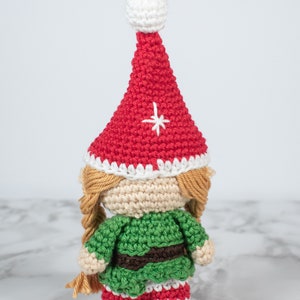 Crochet Elf Girl amigurumi pattern Mini Girl Elf Christmas ornament crochet pattern Video tutorial image 5