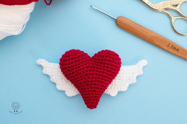 Amigurumi Heart with Wings pattern. Valentine's Heart crochet pattern. Stuffed crochet toy DIY image 4
