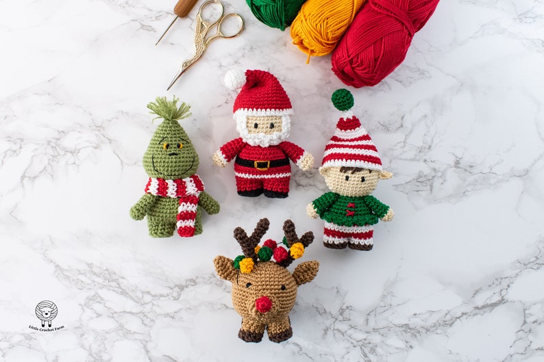 Crochet Mini Santa Claus amigurumi pattern Santa Claus Christmas ornament crochet pattern Video tutorial image 7