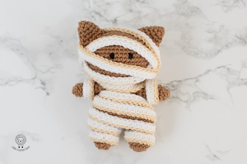 Mummy Cat amigurumi pattern. Halloween cat crochet pattern. Crochet amigurumi Mummy cat image 5