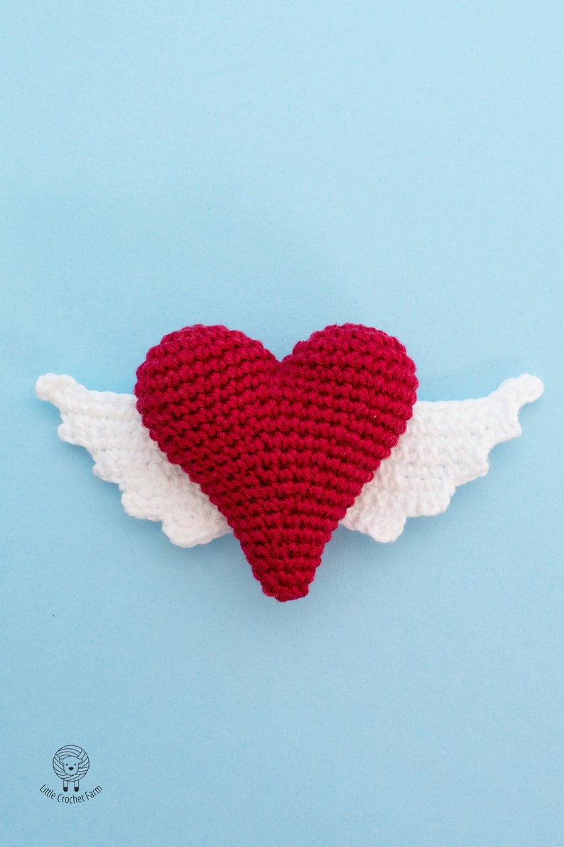 Amigurumi Heart with Wings pattern. Valentine's Heart crochet pattern. Stuffed crochet toy DIY image 3