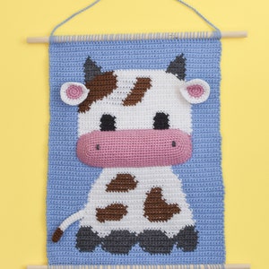 Baby cow wall hanging pattern Wall crochet decor Nursery decor pattern Crochet Decor for kids Animal Wall tapestry image 8