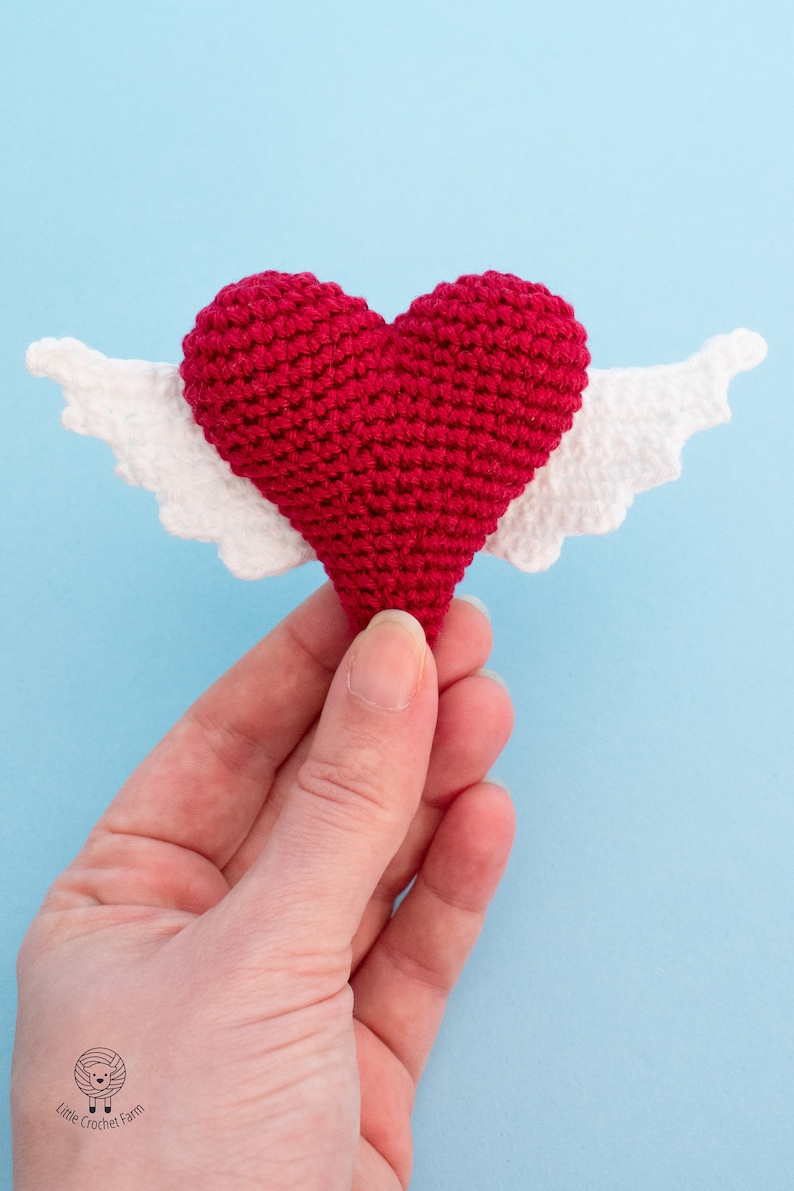 Amigurumi Heart with Wings pattern. Valentine's Heart crochet pattern. Stuffed crochet toy DIY image 2