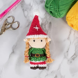 Crochet Elf Girl amigurumi pattern Mini Girl Elf Christmas ornament crochet pattern Video tutorial image 1