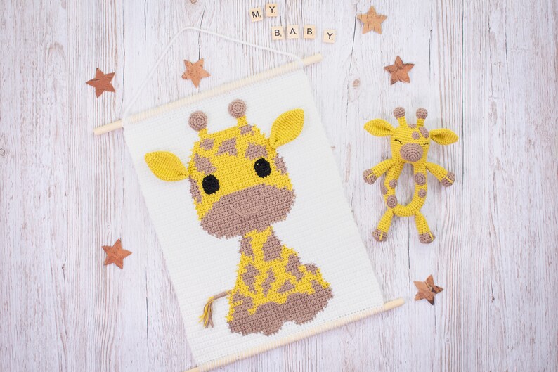 Baby Giraffe Wall Hanging Pattern Wall Crochet Decor Etsy