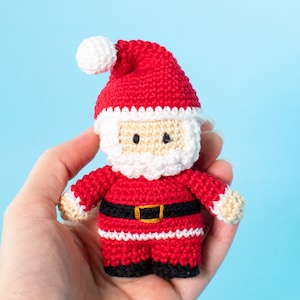 Crochet Mini Santa Claus amigurumi pattern Santa Claus Christmas ornament crochet pattern Video tutorial image 2