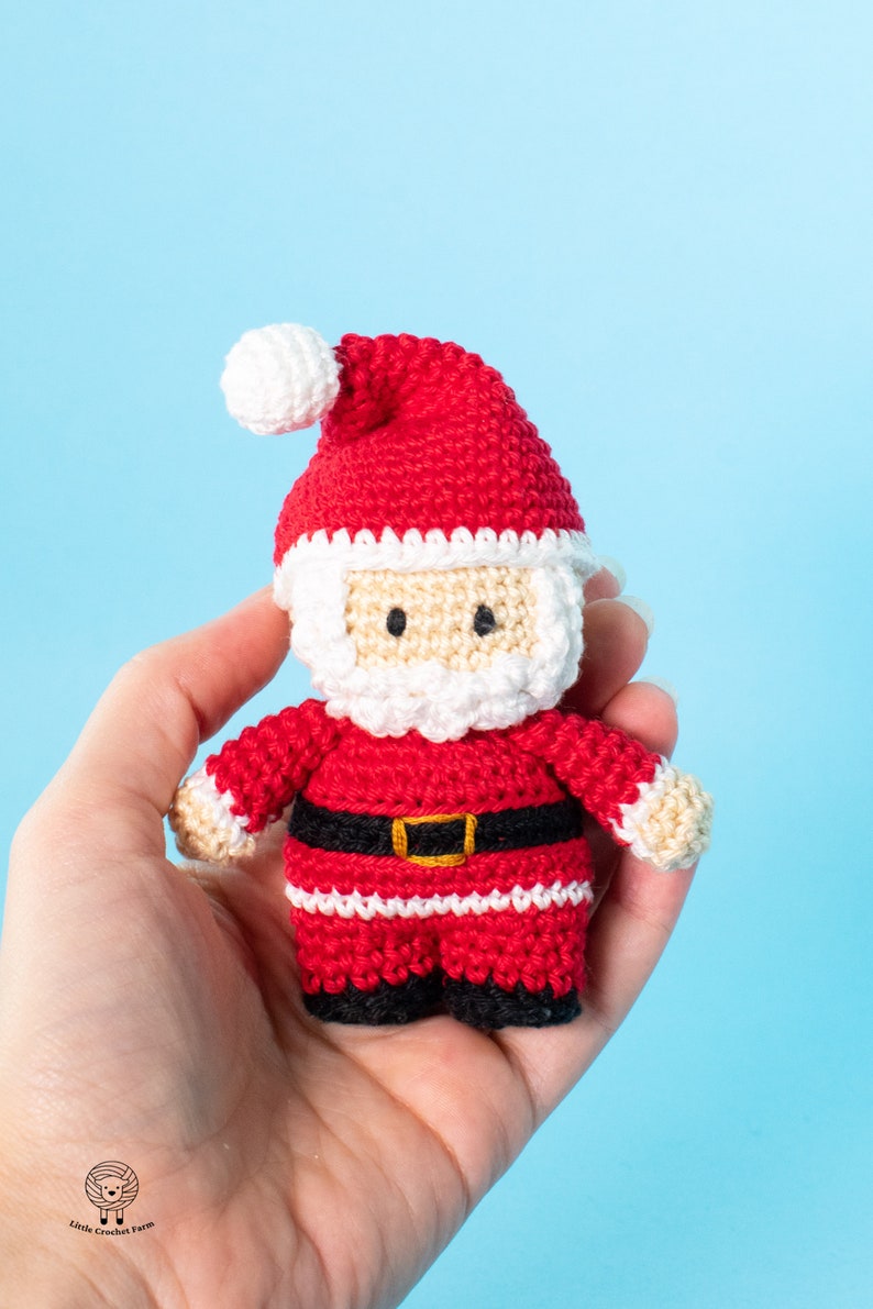 Crochet Mini Santa Claus amigurumi pattern Santa Claus Christmas ornament crochet pattern Video tutorial image 2