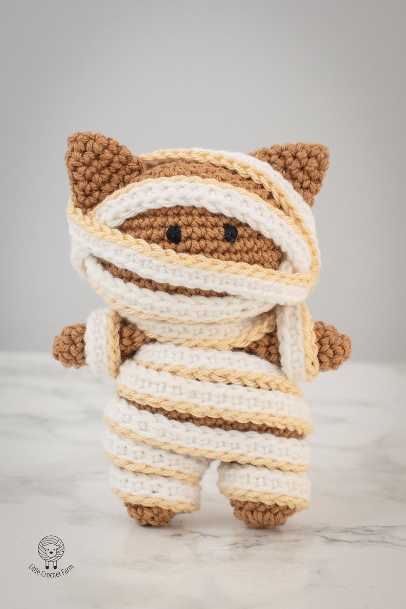 Mummy Cat amigurumi pattern. Halloween cat crochet pattern. Crochet amigurumi Mummy cat image 2