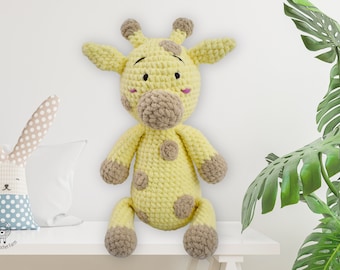 Crochet Plus giraffe amigurumi pattern. Cuddle-size Giraffe crochet pattern. Stuffed animals DIY