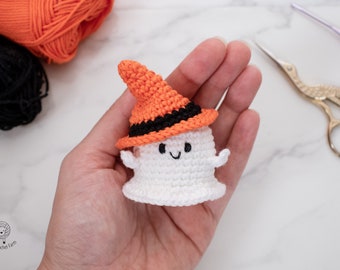 PDF Häkelanleitung & Videoanleitung: Mini Geist Amigurumi Häkelanleitung | Halloween-Verzierung