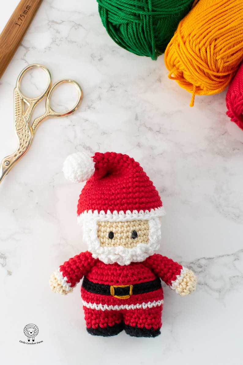 Crochet Mini Santa Claus amigurumi pattern Santa Claus Christmas ornament crochet pattern Video tutorial image 6