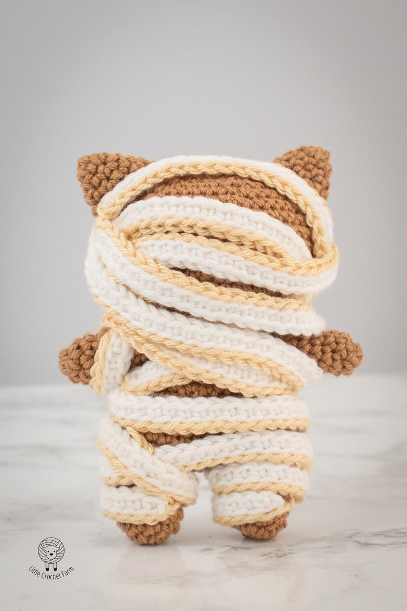 Mummy Cat amigurumi pattern. Halloween cat crochet pattern. Crochet amigurumi Mummy cat image 3