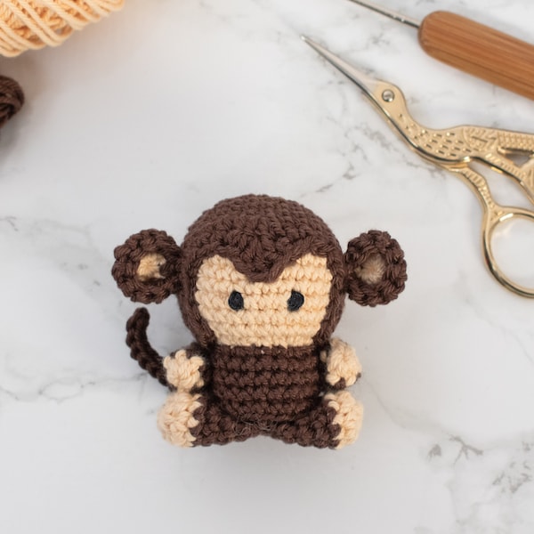 Mini Affe Amigurumi Muster. Kleiner Affe Häkelanleitung PDF