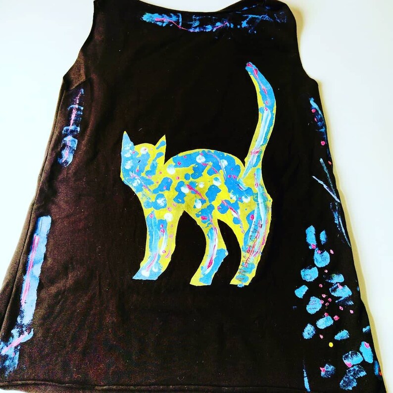 Original top Art T-shirt Top art Animal T-shirt Top animal Top Cat T-shirt T-shirt Cat Painted T-Shirt Top cat Painted T-shirt