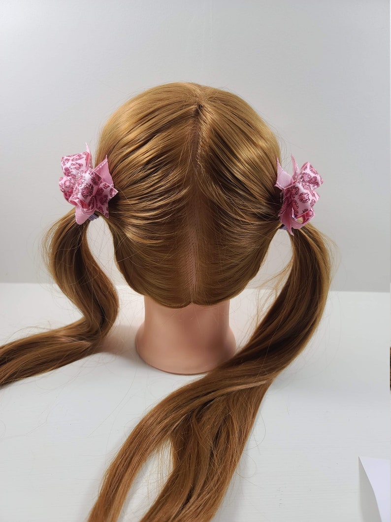 Glittery Leopard /& Pink Pigtail Boutique Bows