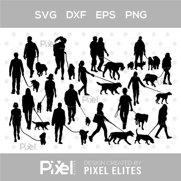 Dog Walker SVG Cut Files | Dog Walker Silhouette | Woman Walking Svg | Dog Svg | Dog Lover Svg | Dog Walker Bundle