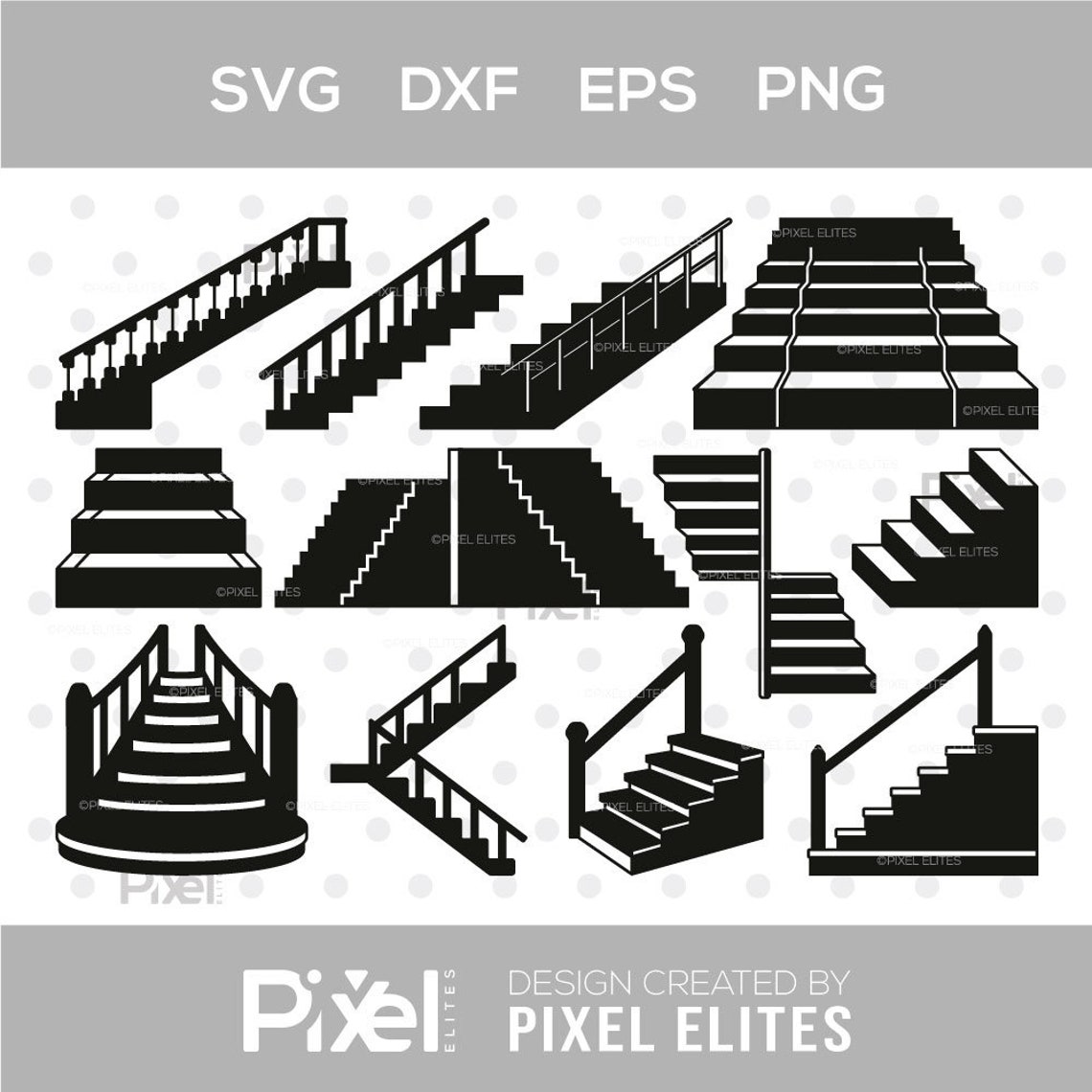 Stairs SVG Cut File Bundle for Silhouette - Printable Design for ...