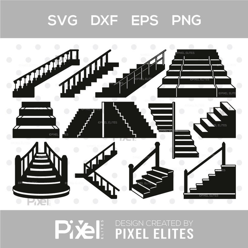 Stairs SVG Cut File Bundle for Silhouette - Printable Design for ...