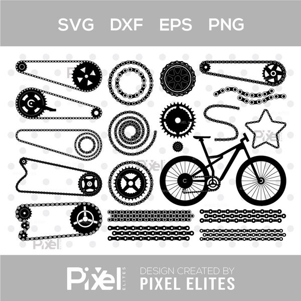 Bicycle Chain Silhouette, Bicycle Chain SVG, Cycle Chain Svg, Cycling Svg, Bicycle Chain Bundle, SB00902